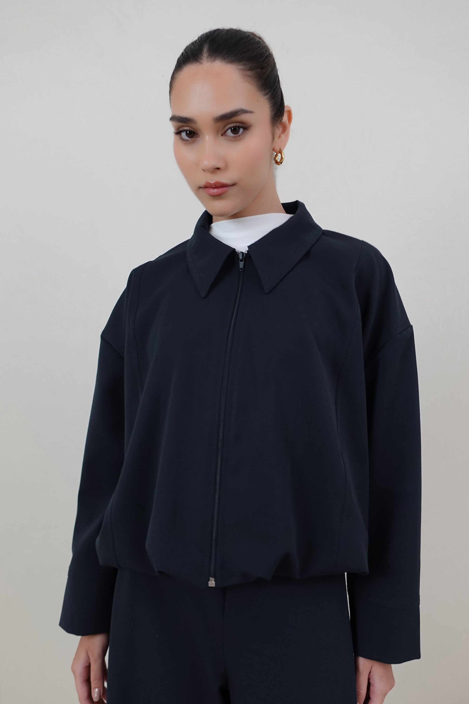 Chaqueta bomber con cierre - Azul