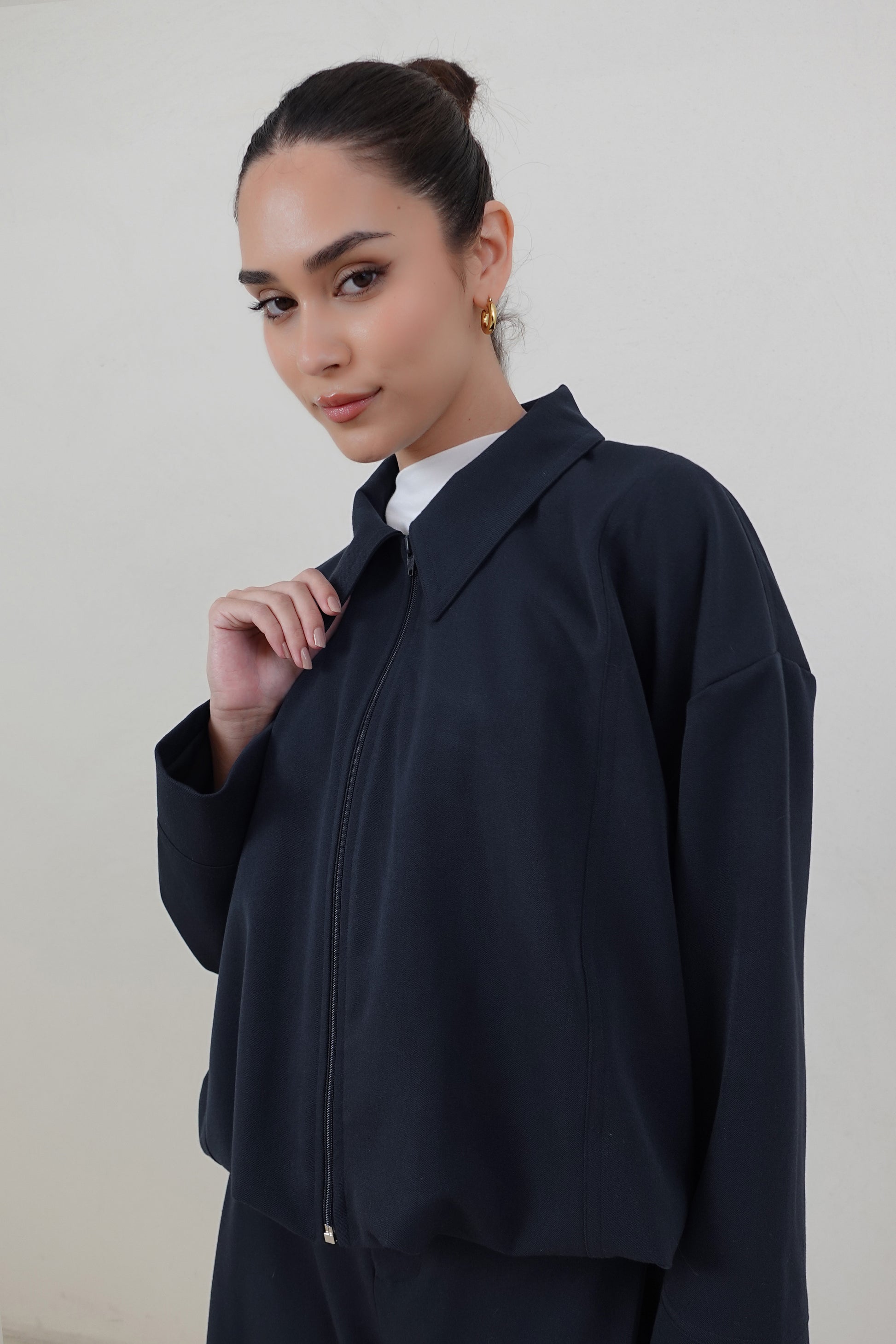 Chaqueta bomber con cierre - Azul