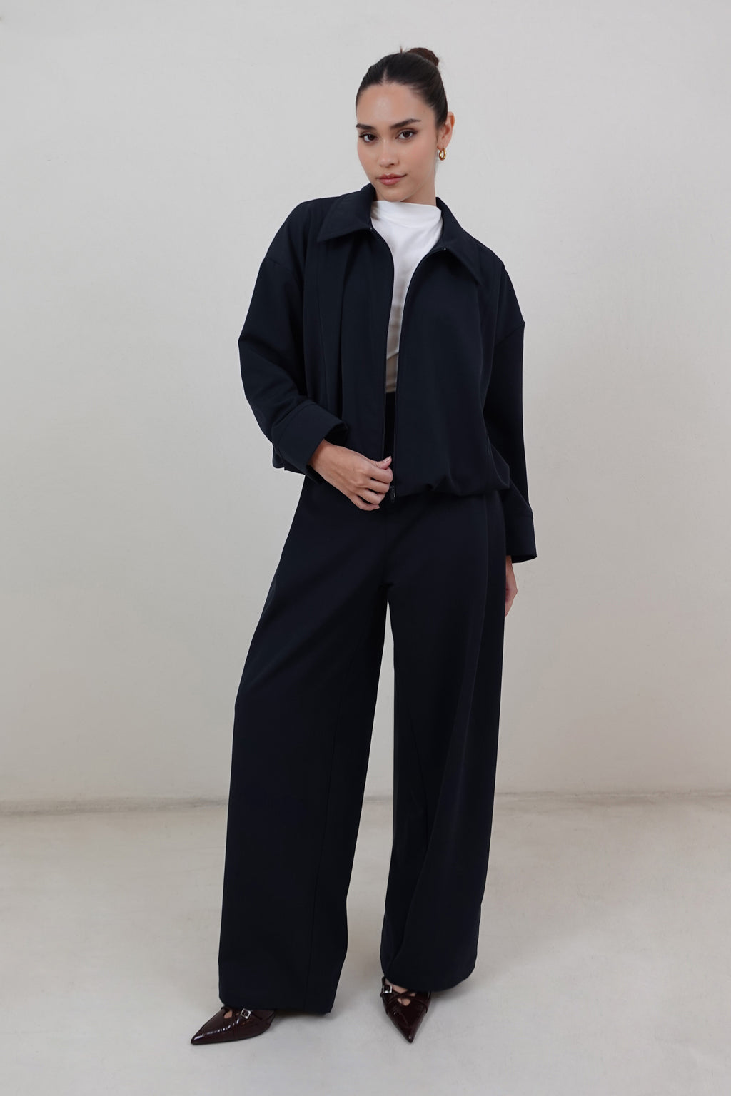 Chaqueta bomber con cierre - Azul
