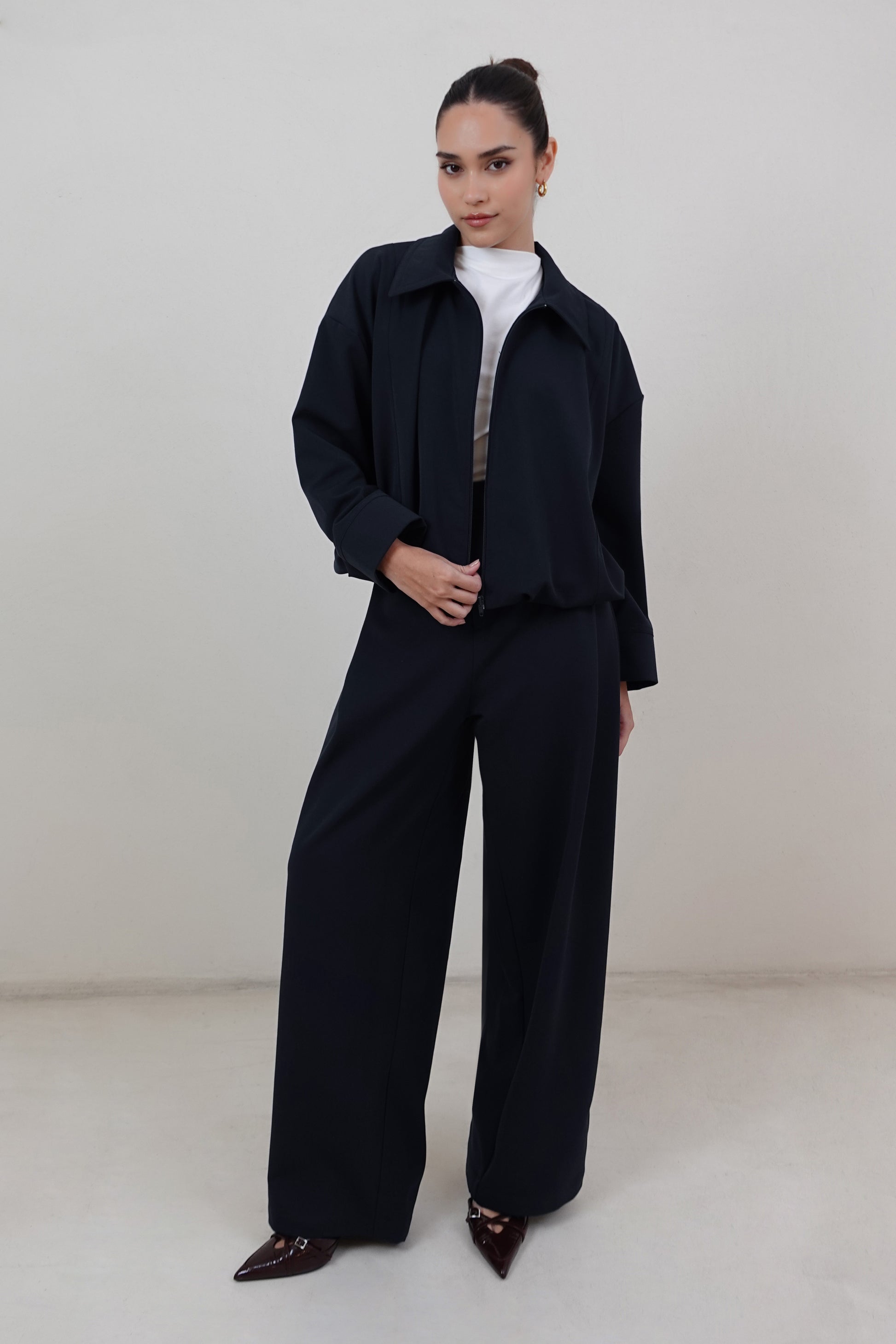 Chaqueta bomber con cierre - Azul