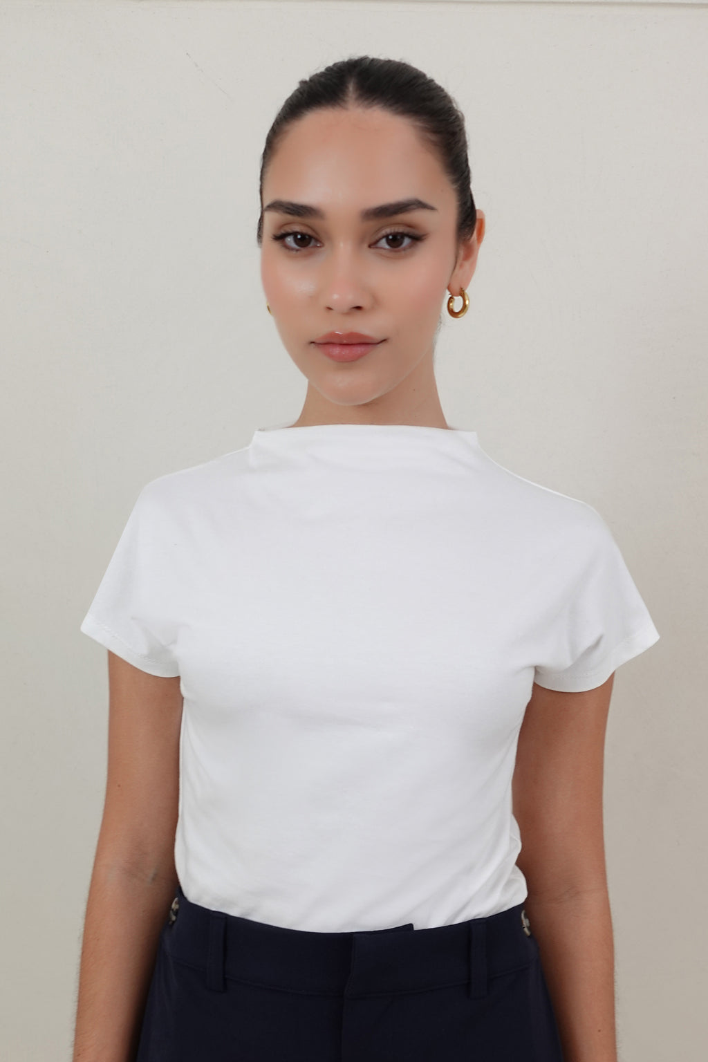 Top cuello alto - Blanco