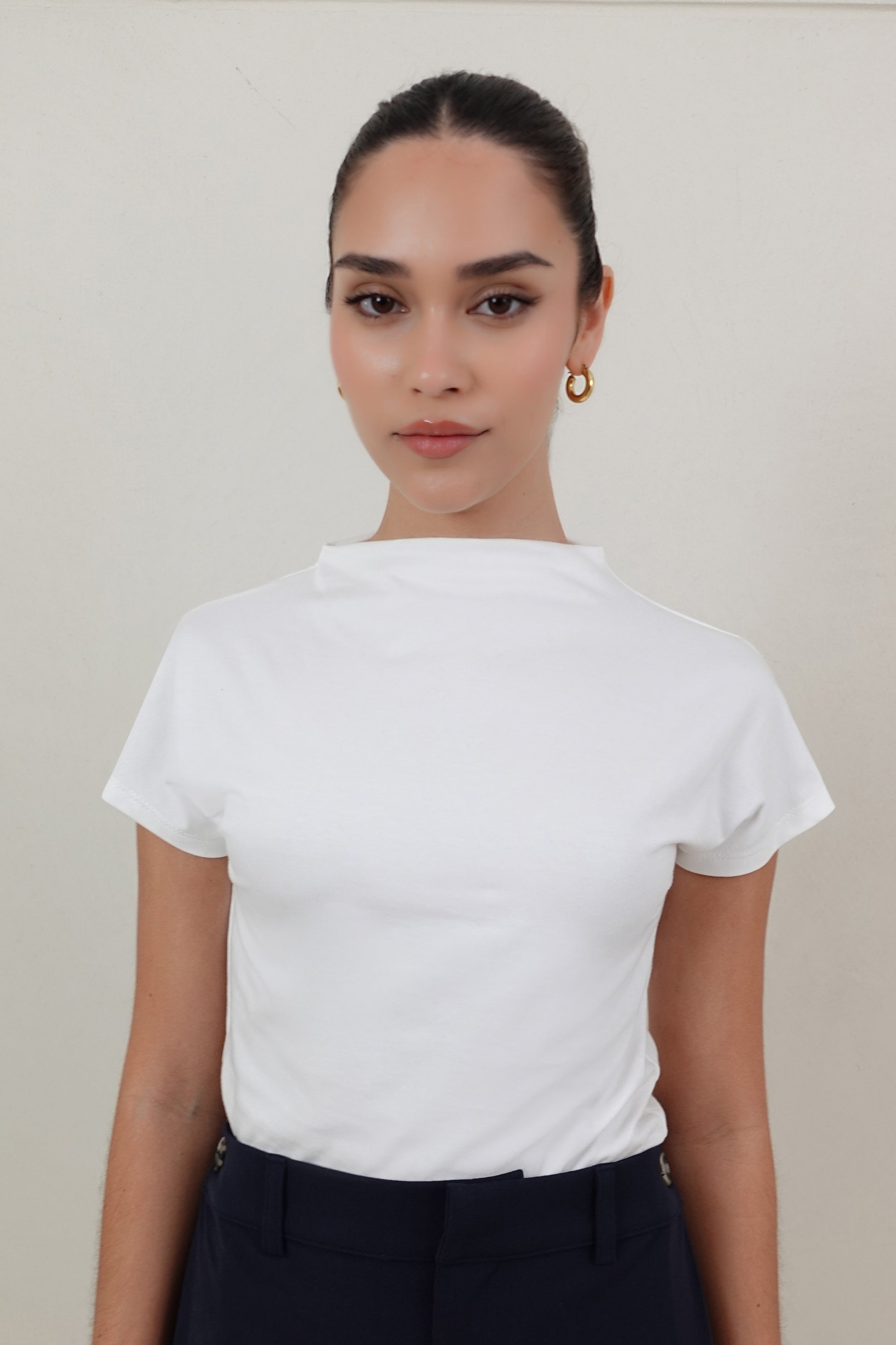 Top cuello alto - Blanco