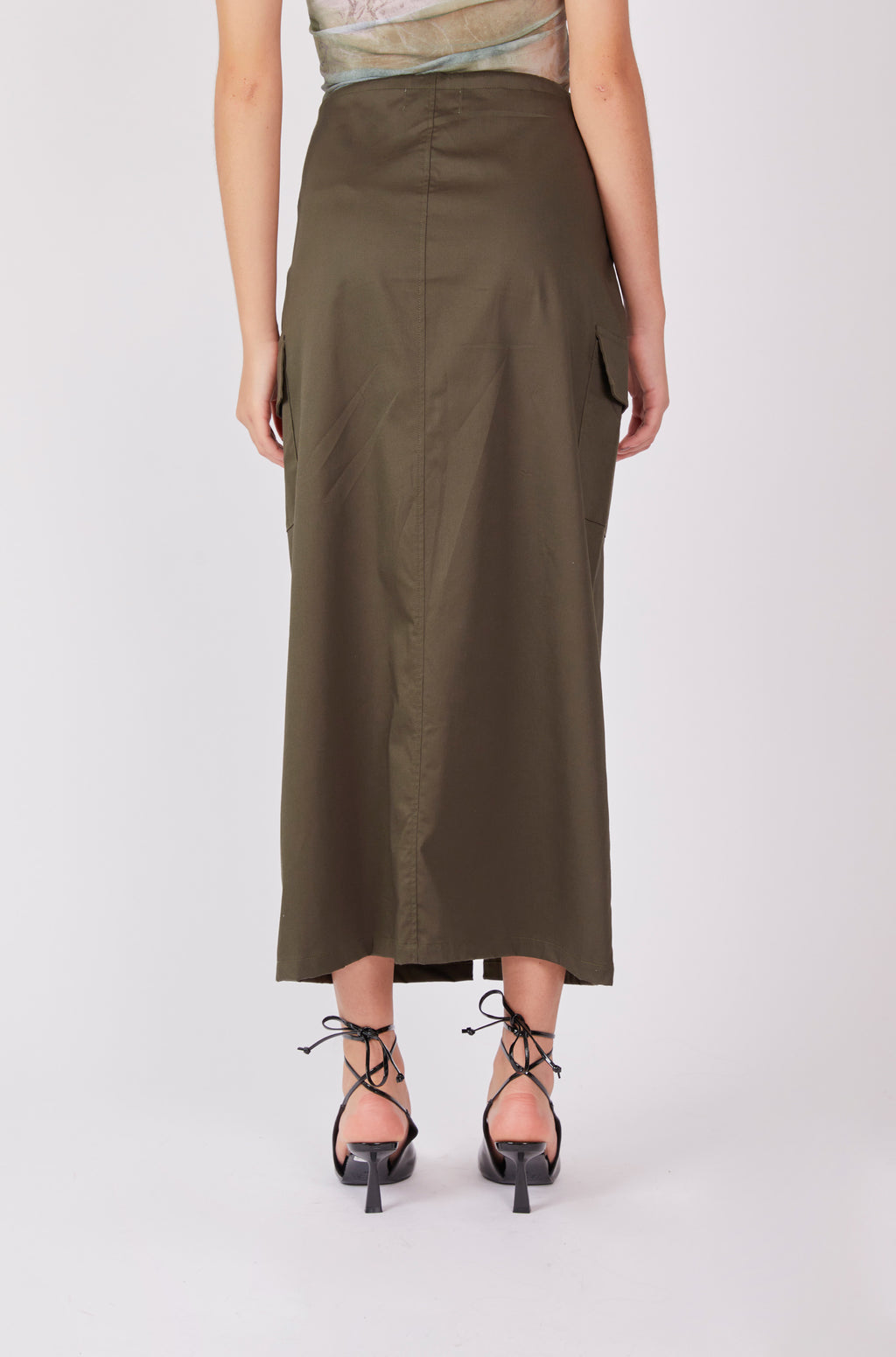 Falda drill larga - Verde