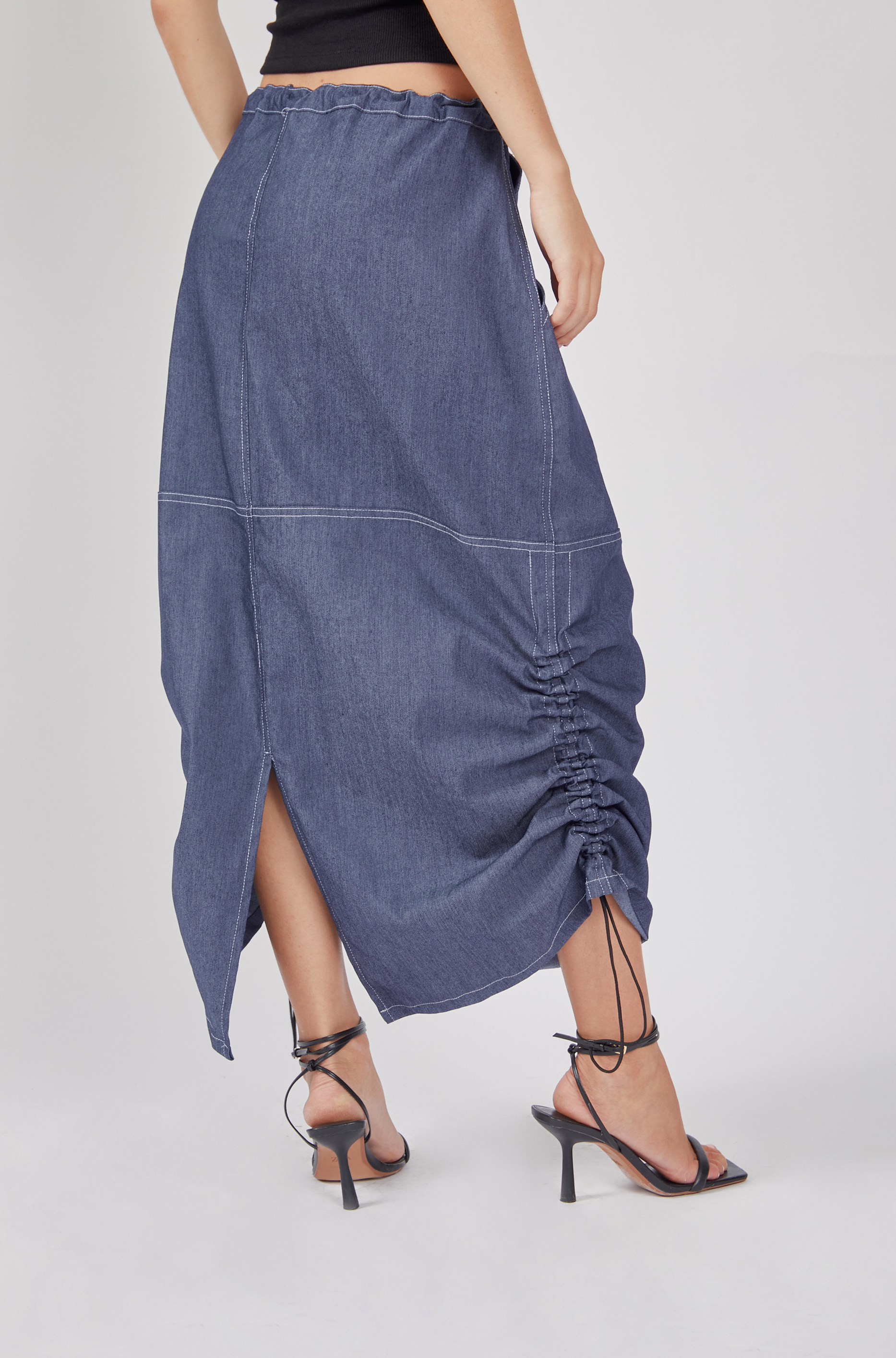 Falda denim larga - Azul oscuro