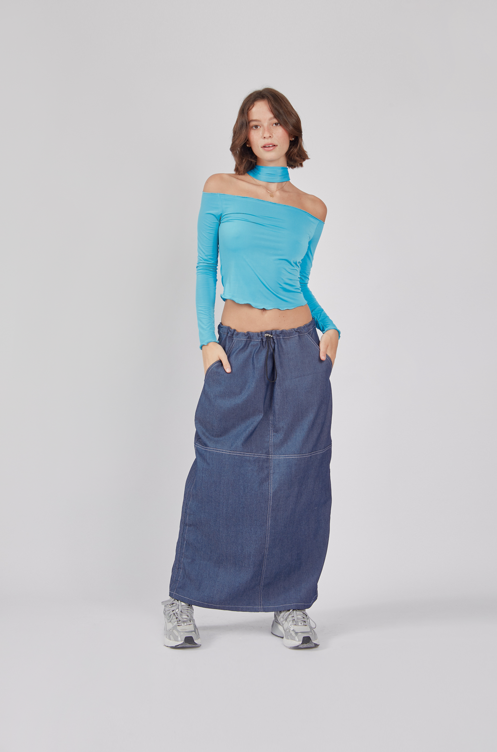 Falda denim larga - Azul oscuro