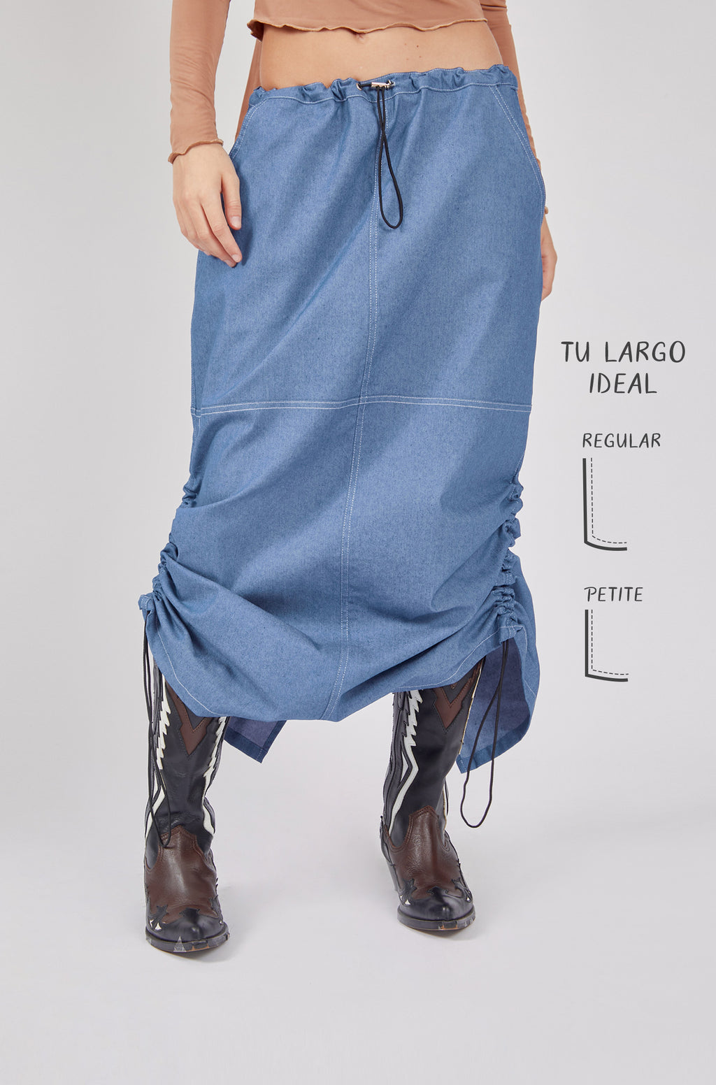Falda denim larga - Azul claro
