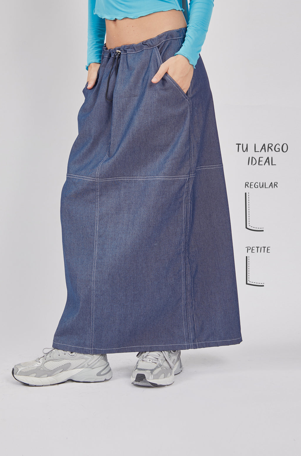Falda denim larga - Azul oscuro