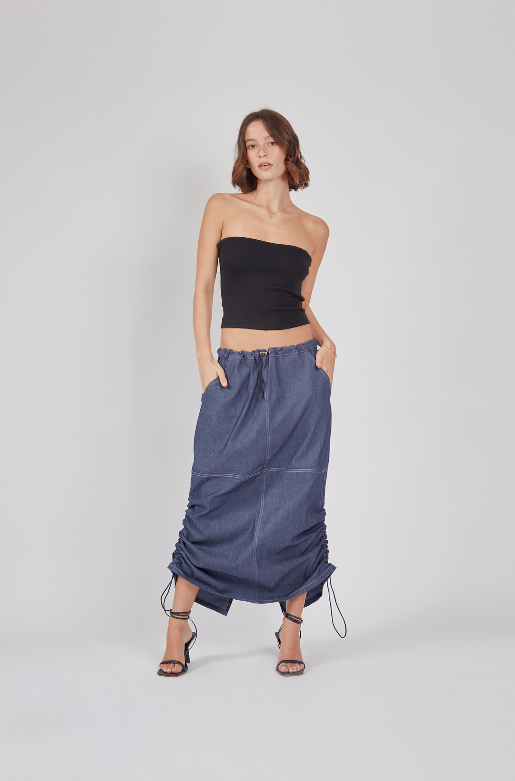 Falda denim larga - Azul oscuro