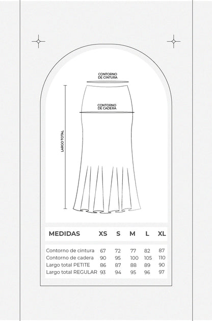 Falda midi satín - Marrón