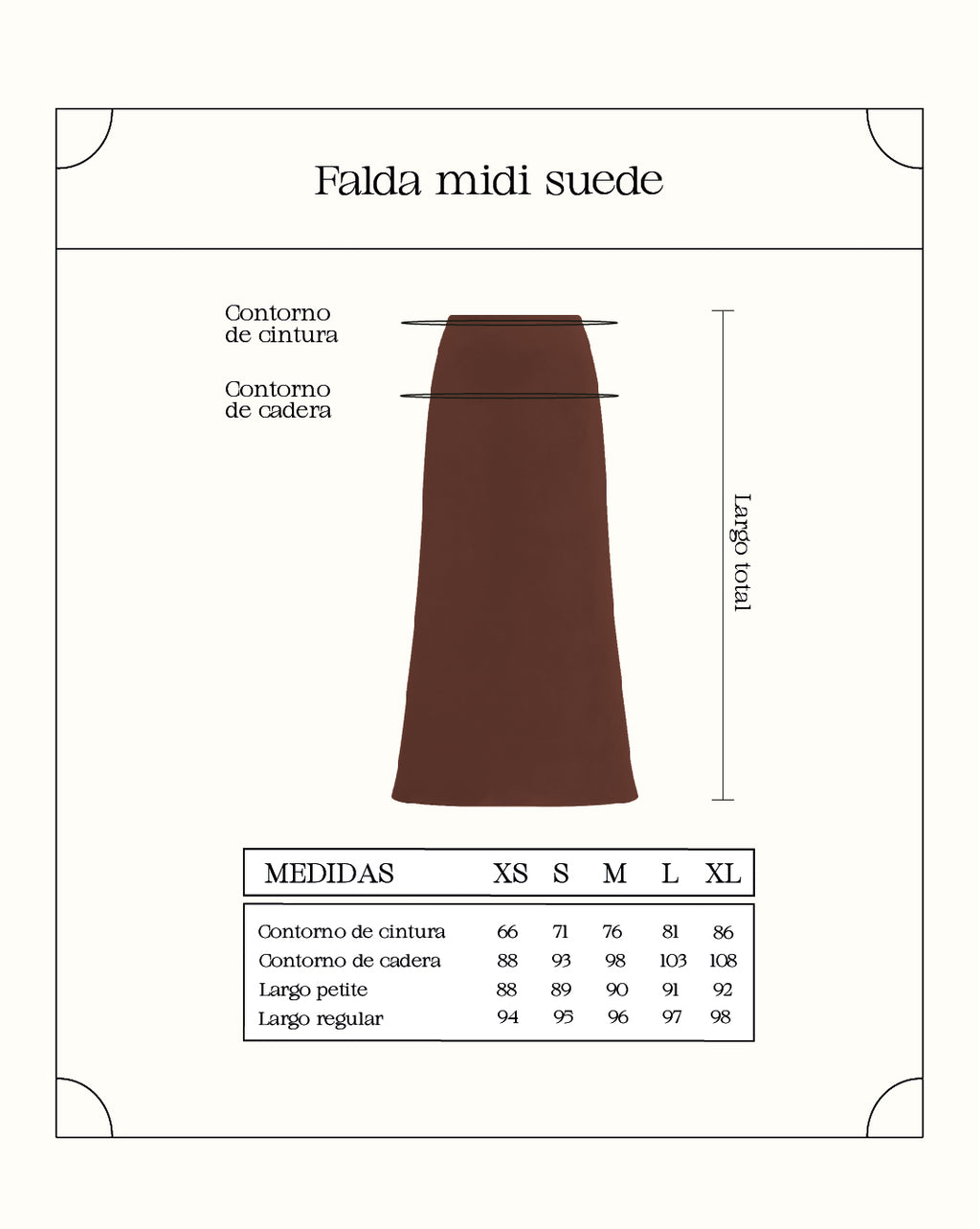 Falda midi suede - Chocolate