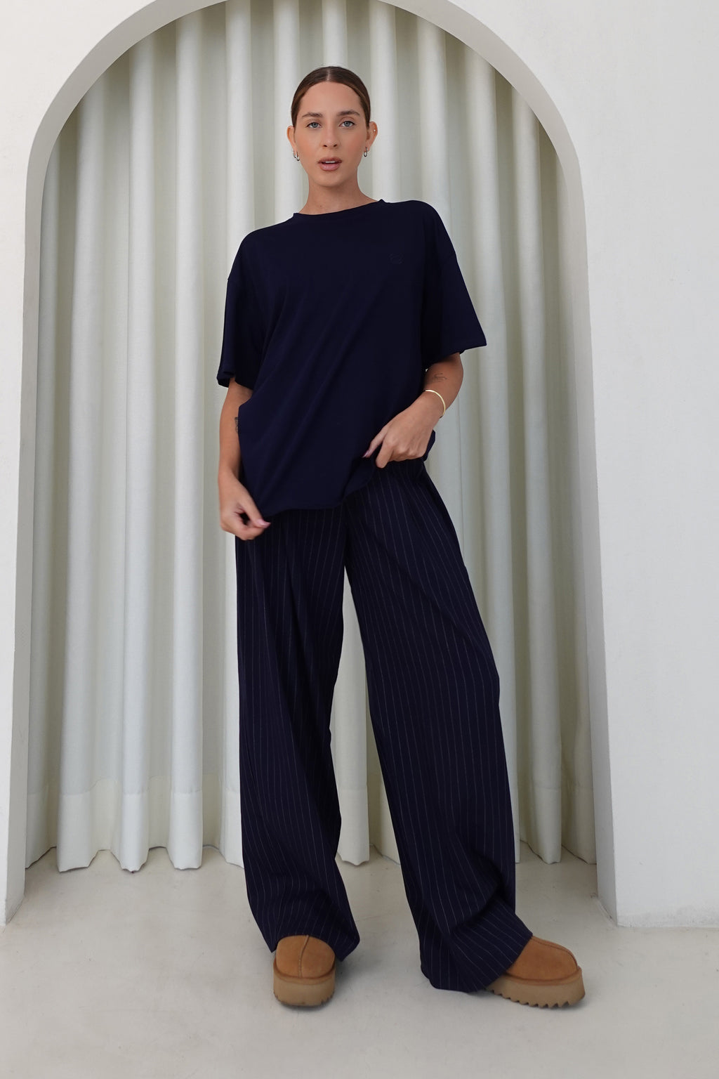 Camiseta oversized bordada - Azul
