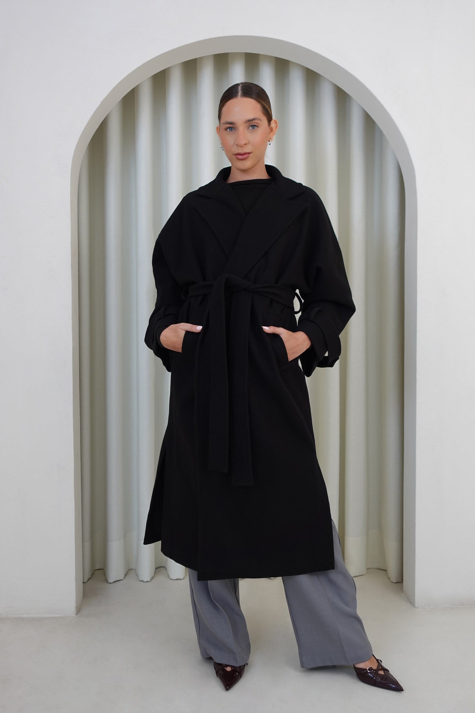 Abrigo largo oversized - Negro