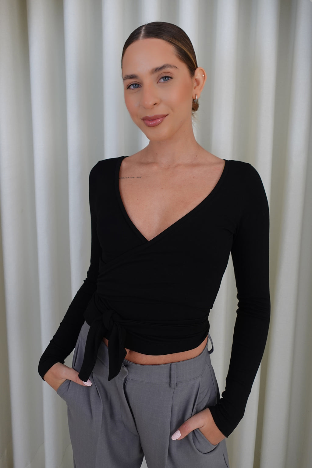Pilates princess top envolvente - Negro