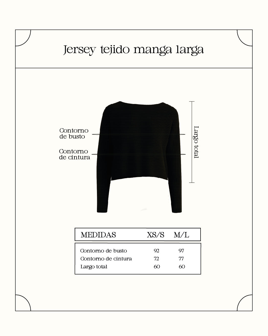 Jersey tejido manga larga - Negro
