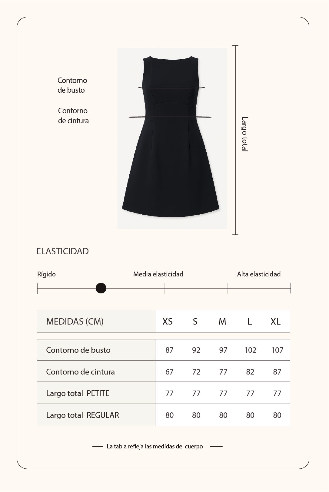 Vestido corto cuello ojal - Negro
