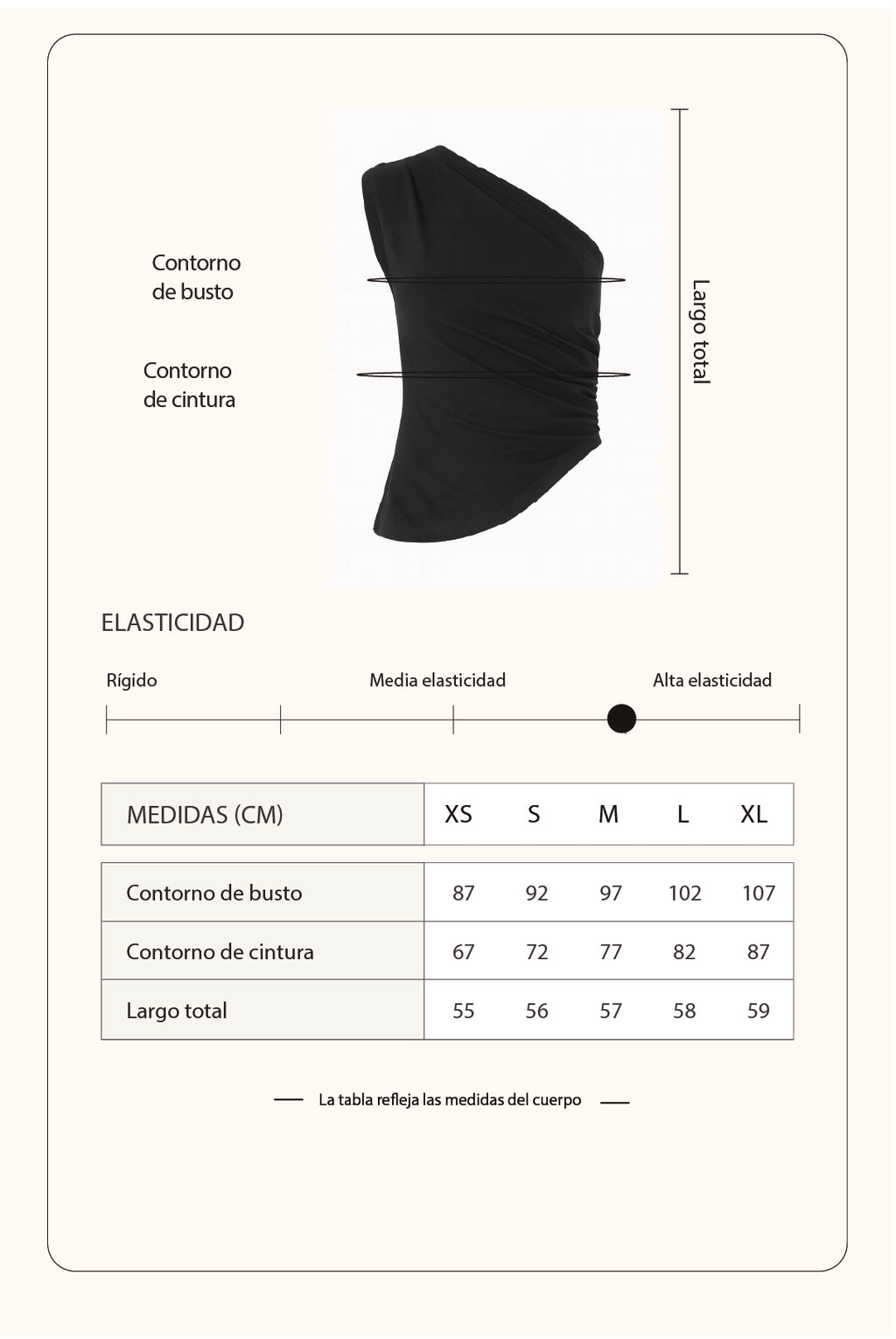 Top asimétrico Hera - Negro