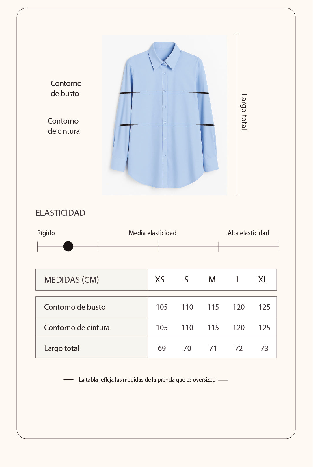 Camisa oversized con ajuste - Celeste