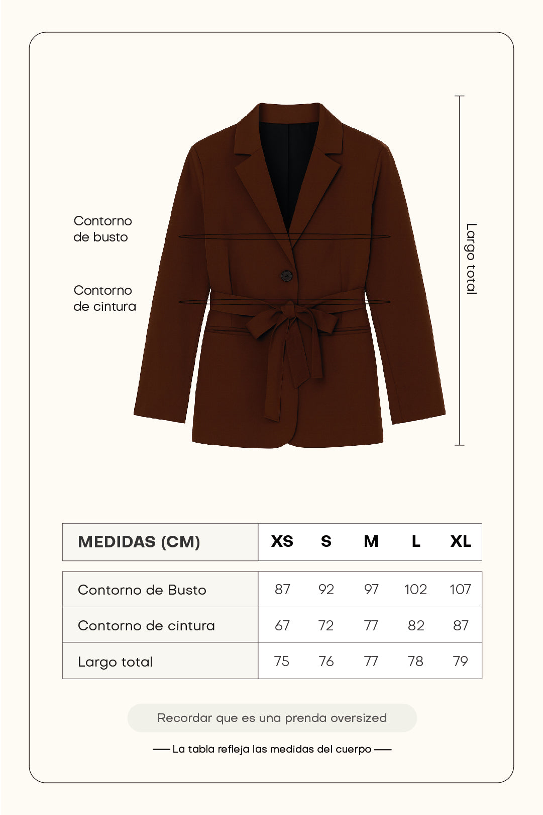 Blazer con cinturón - Marrón