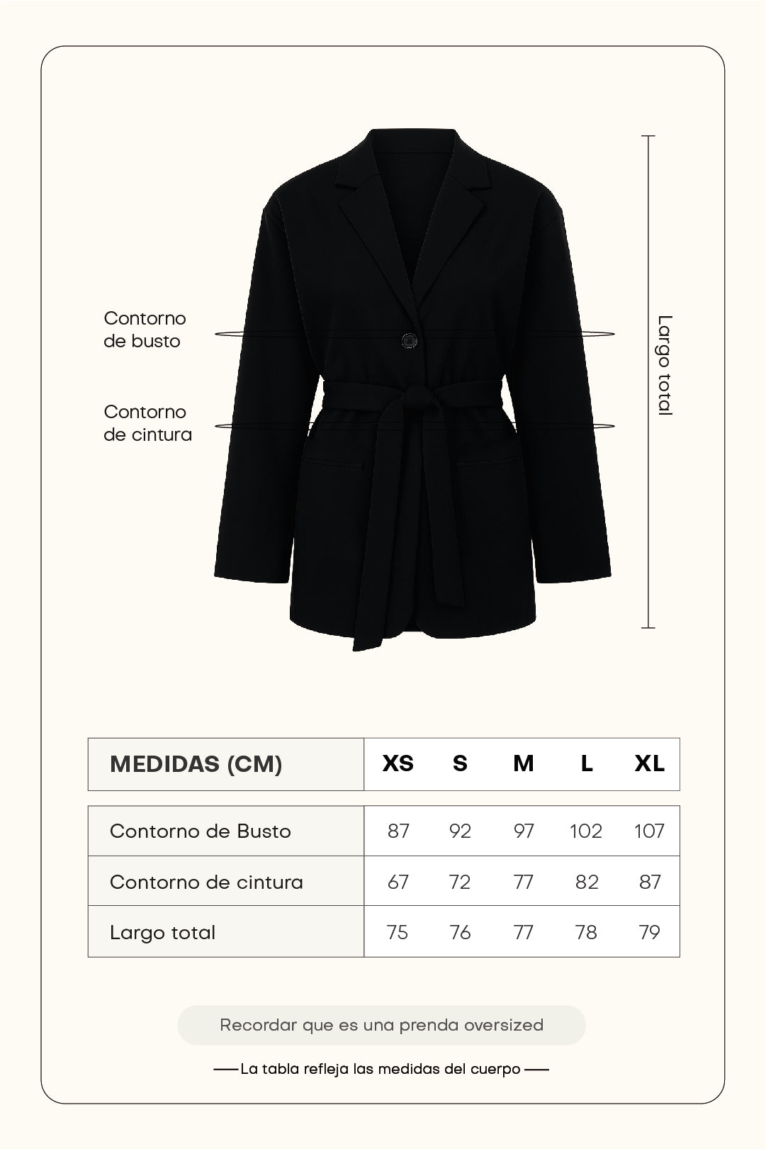 Blazer con cinturón - Negro