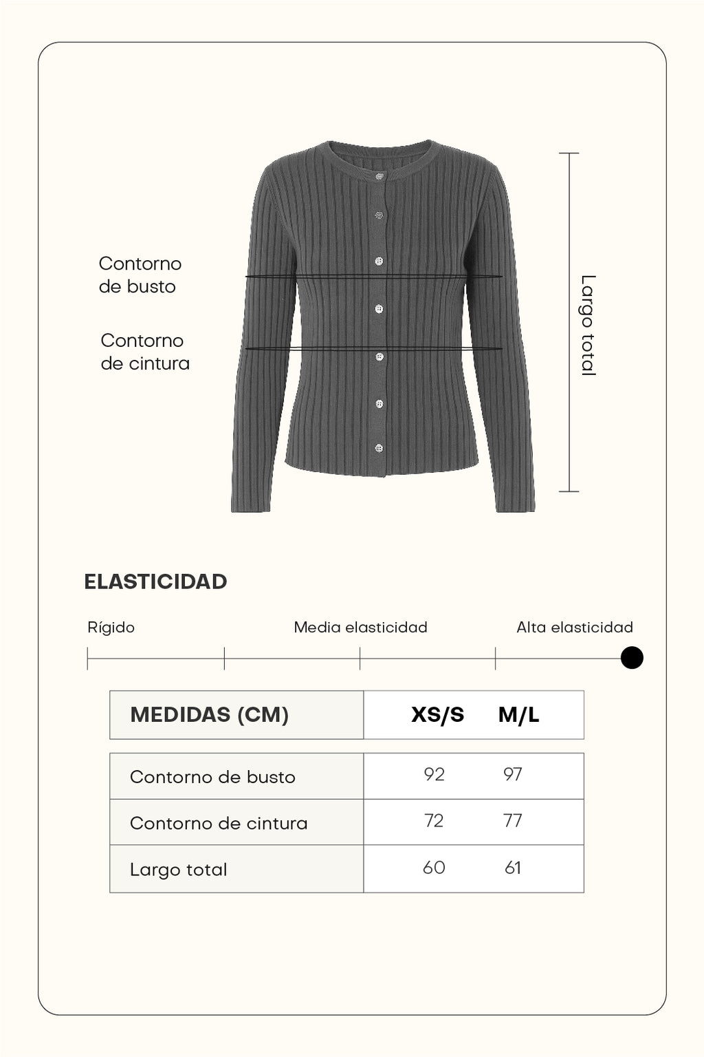 Cárdigan tejido acanalado - Gris