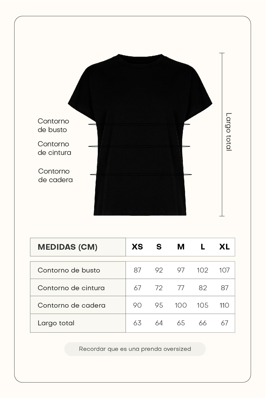 Camiseta manga caída - Negro