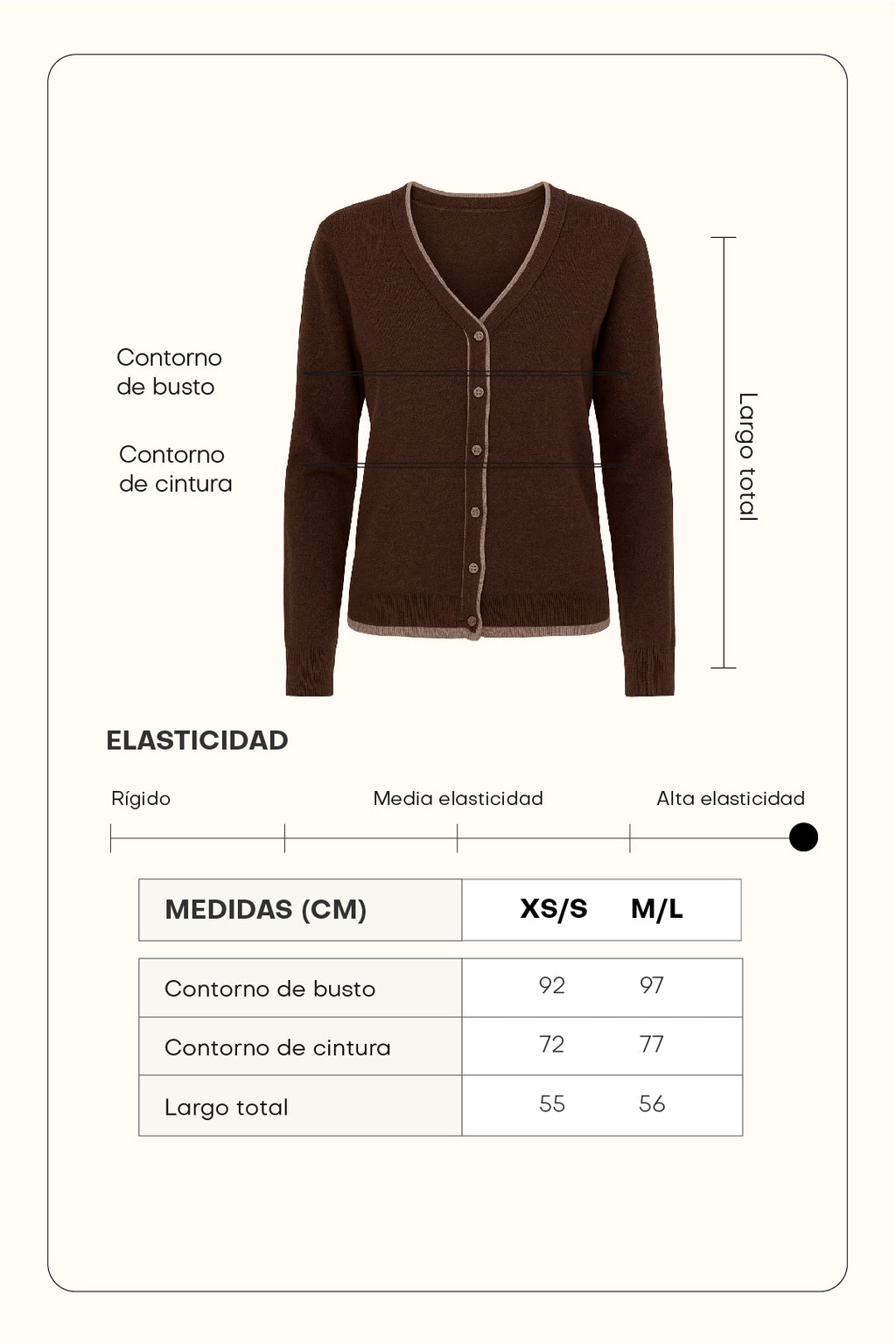 Cárdigan escote V - Marrón