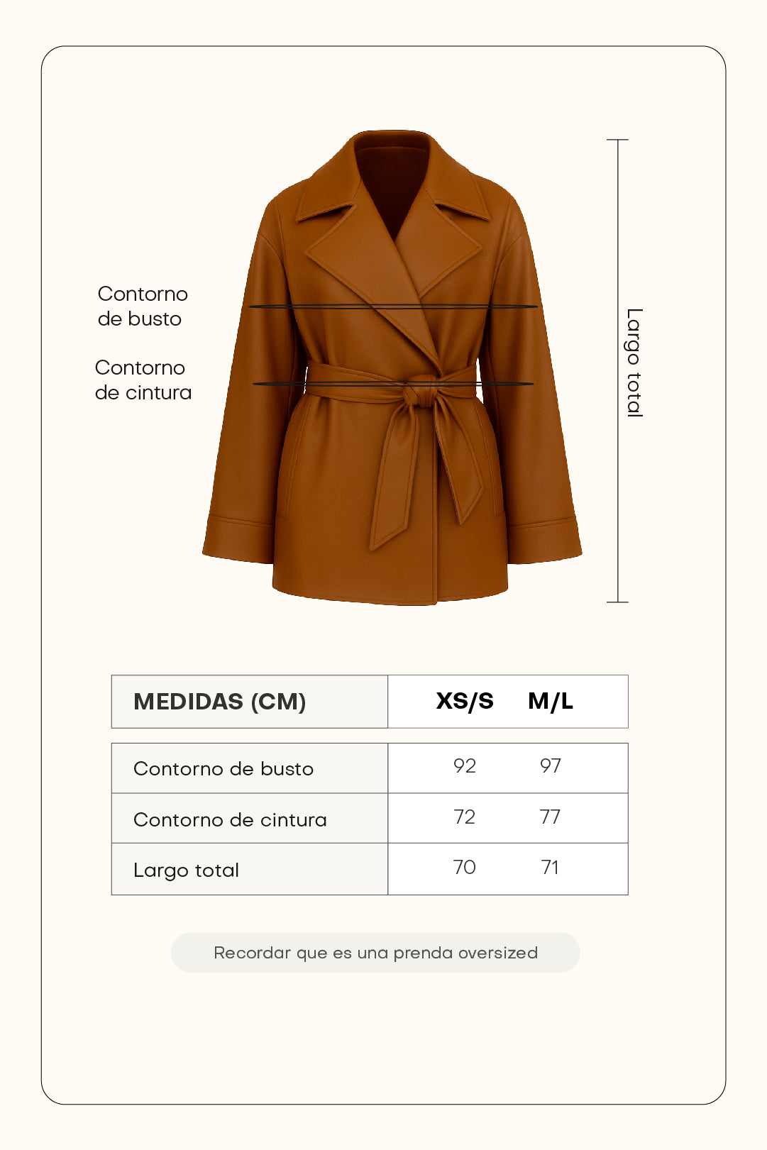 Trench corto de cuerina con cinturón - Camel