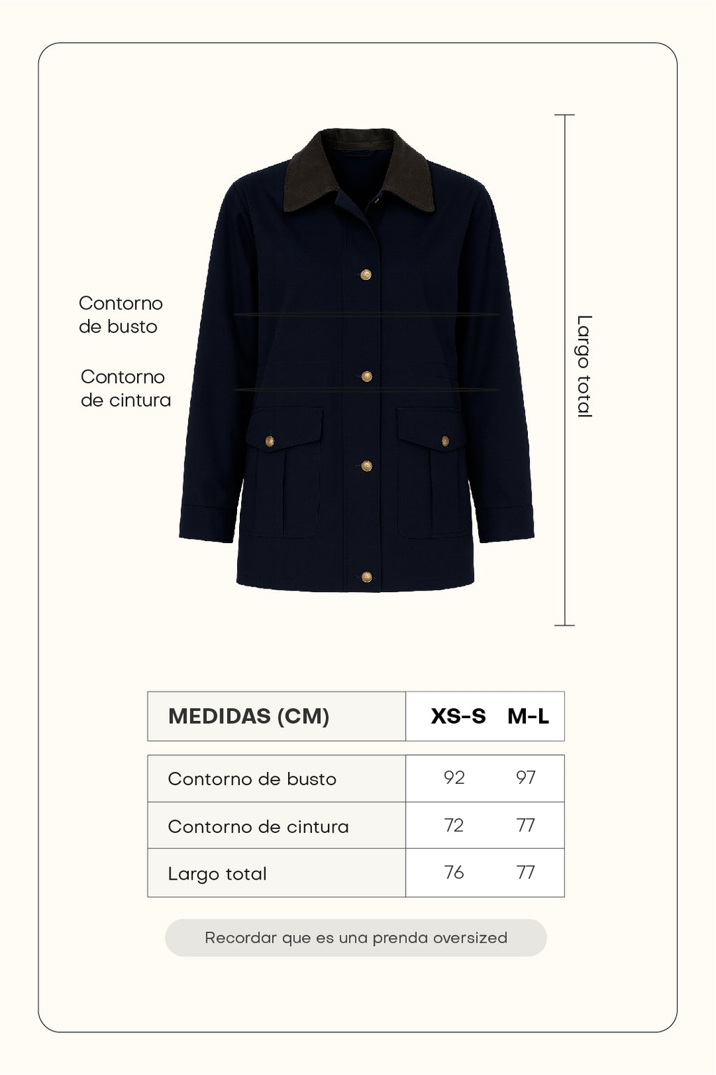 Chaqueta drill con cuello contraste - Azul