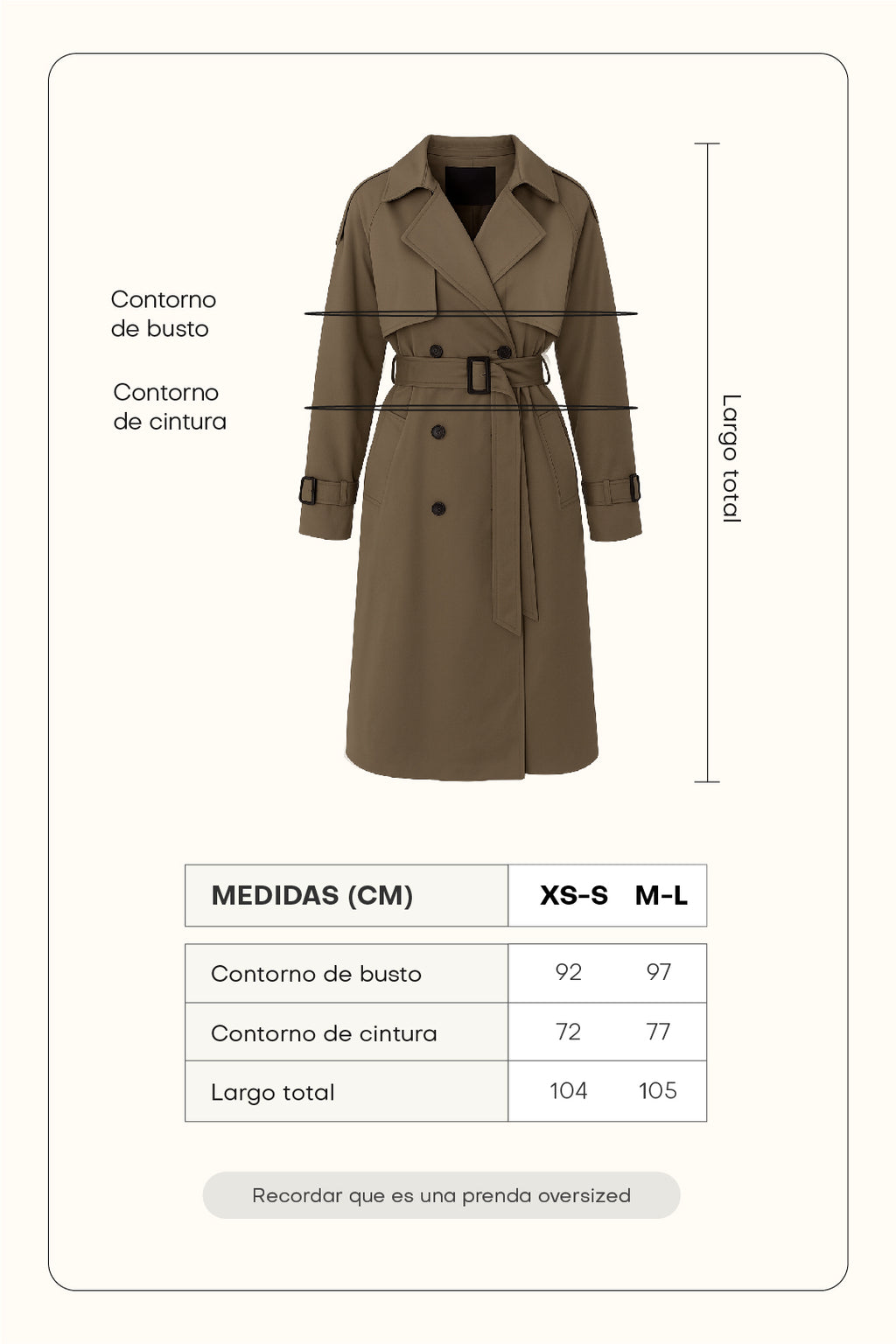 Gabardina clásica con cinturón - Beige
