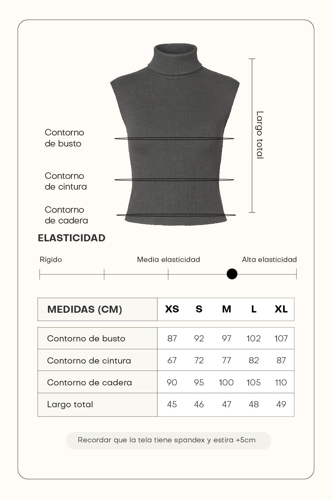 Top rib manga caída - Gris
