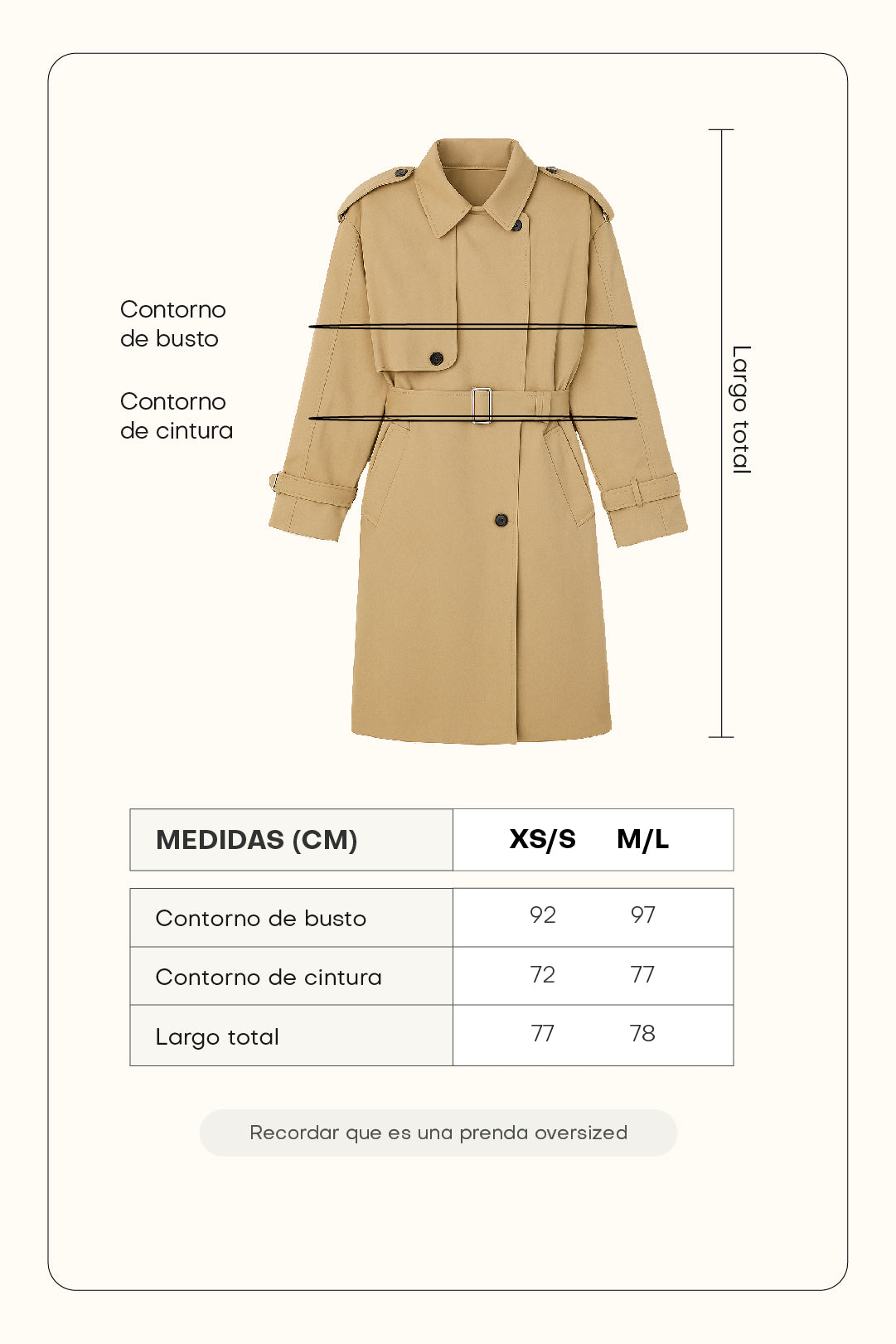 Gabardina corta con cinturón - Beige