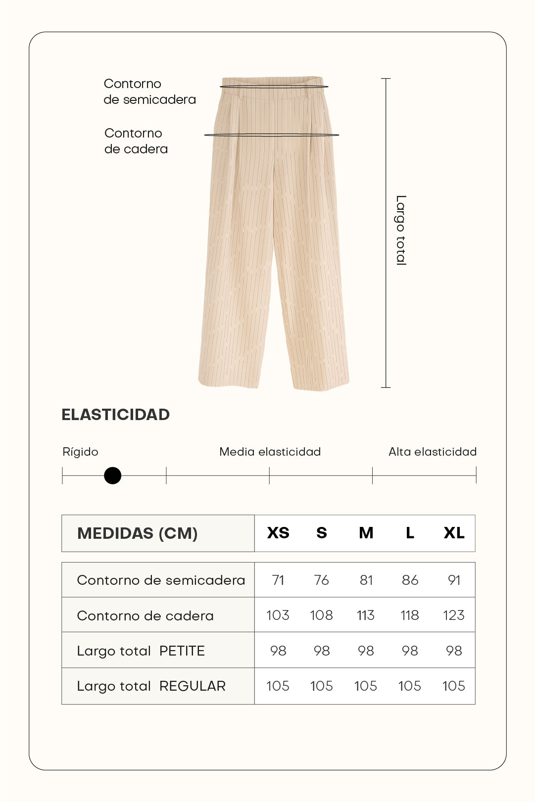 Pantalón sastre recto rayas - Beige