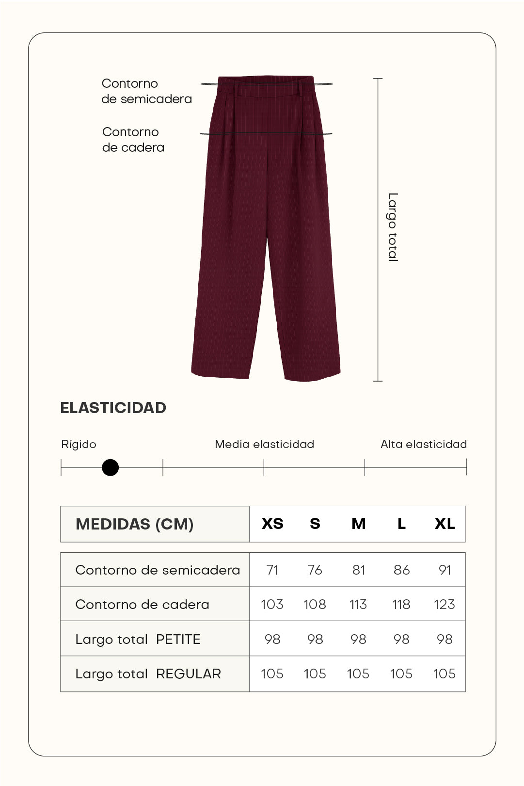 Pantalón sastre recto rayas - Borgoña
