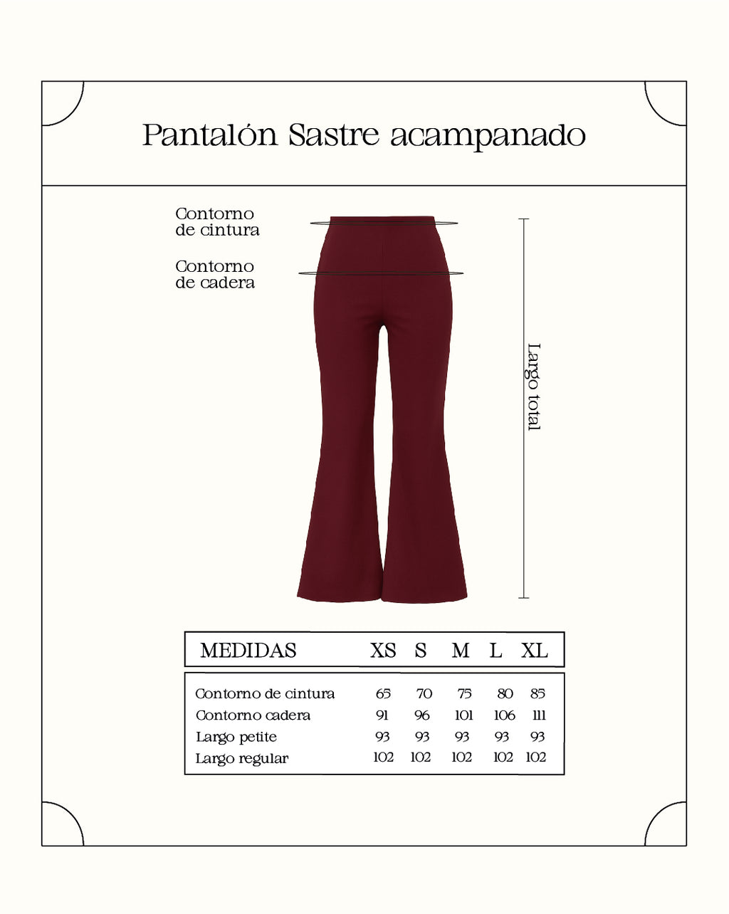 Pantalón sastre acampanado - Borgoña