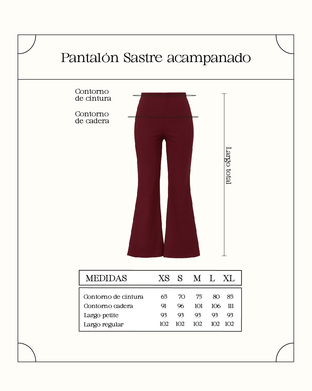 Pantalón sastre acampanado - Borgoña