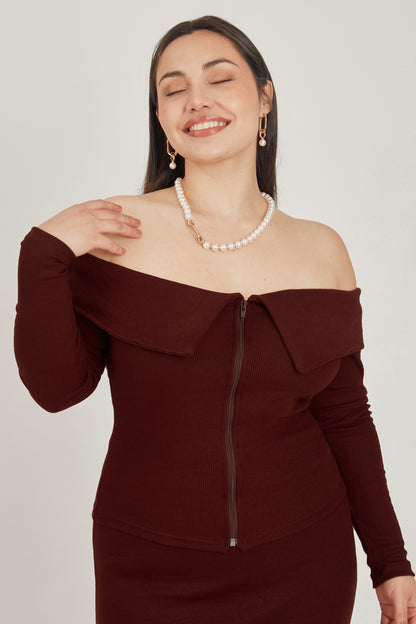 Casaca off shoulder rib - Borgoña