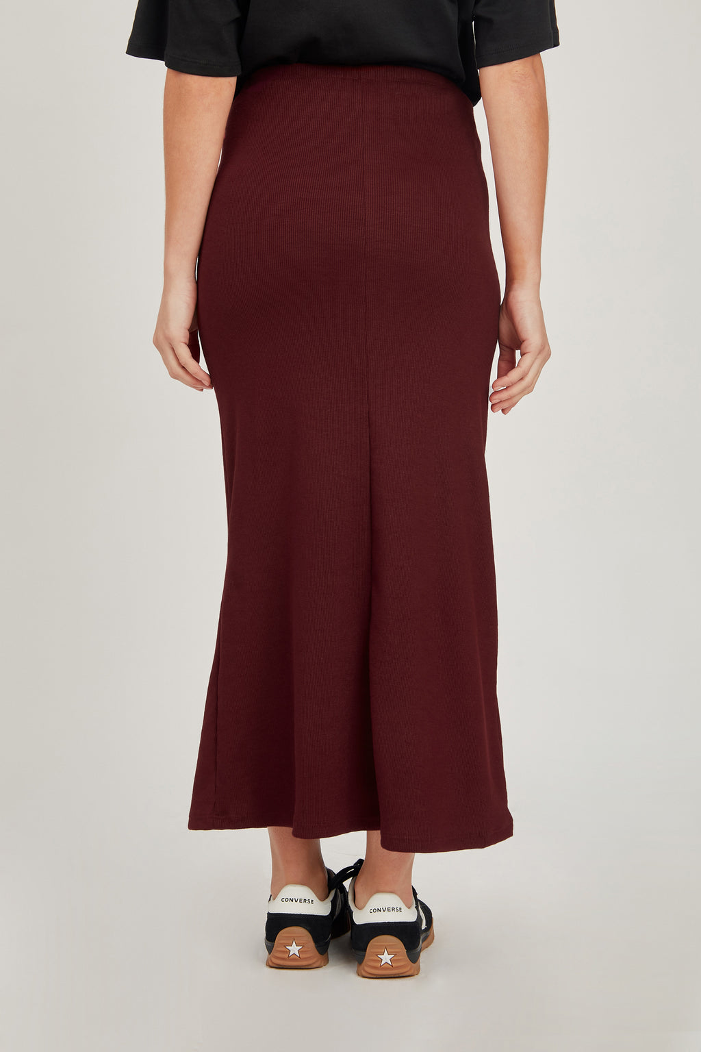 Falda midi rib sirena - Borgoña