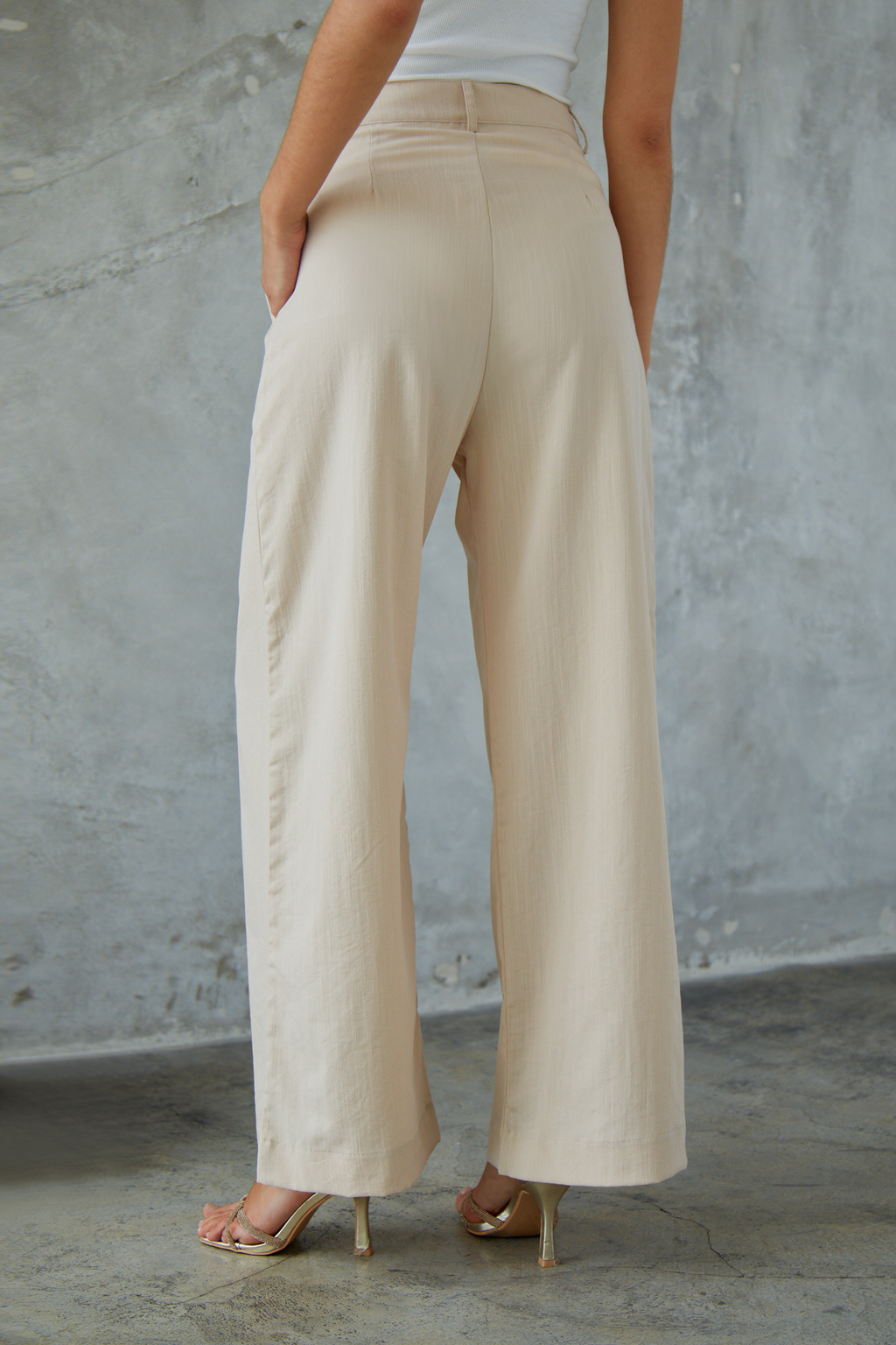 Pantalón lino wide leg - Avena