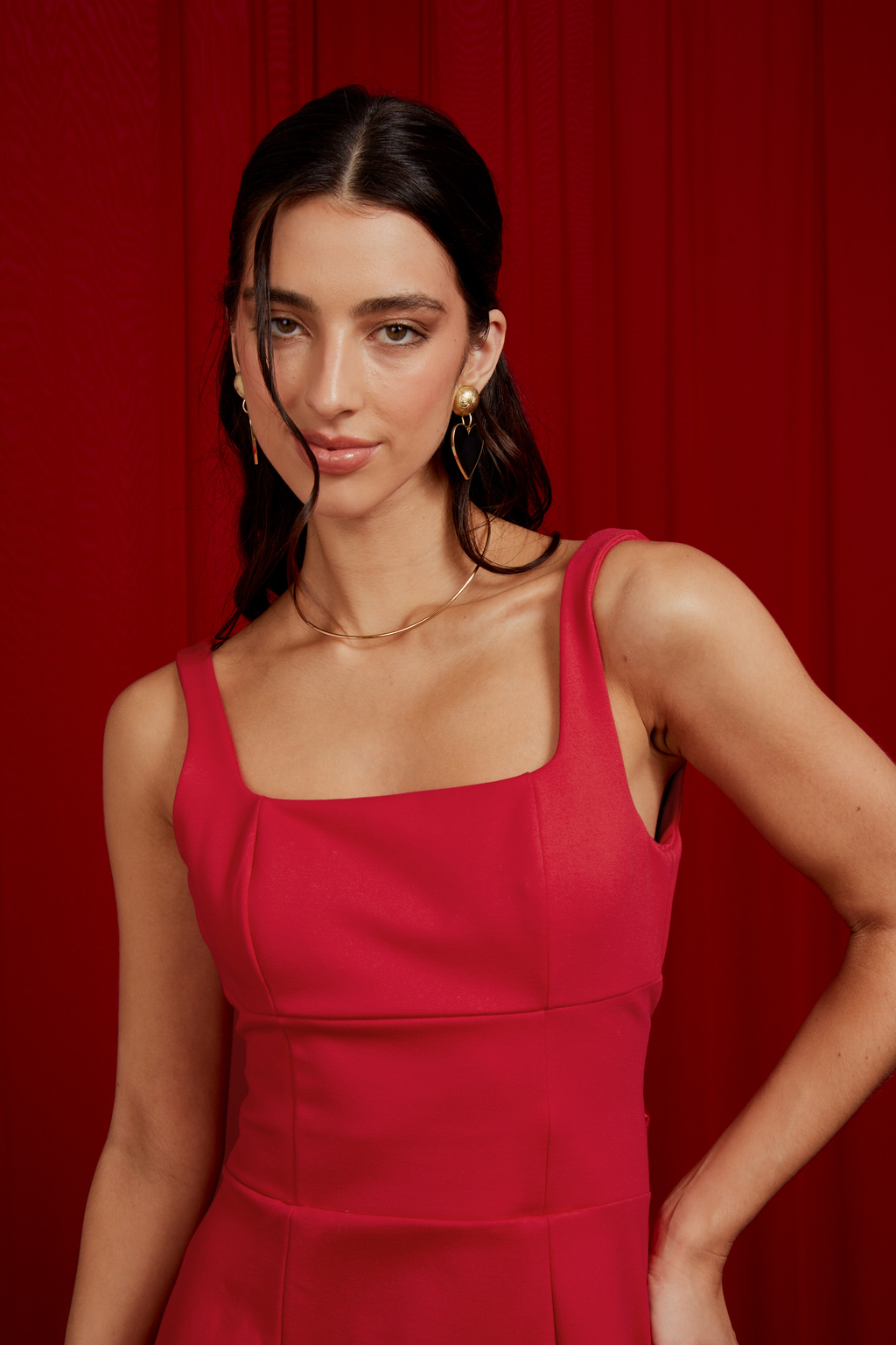 Vestido corto c/ lazo - Rojo