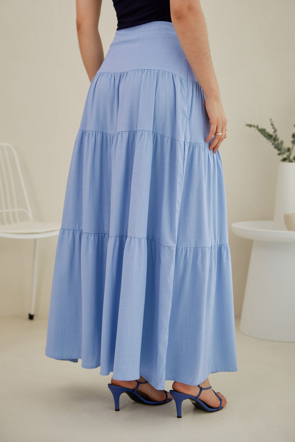 Falda midi 3 tiempos - Celeste