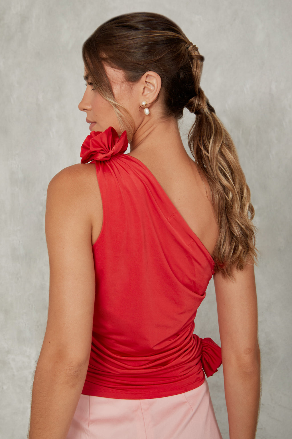 Top drapeado rosas - Rojo
