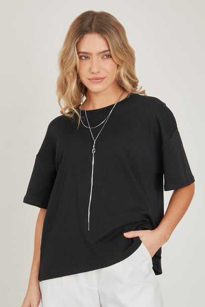 Camiseta boxy - Negro