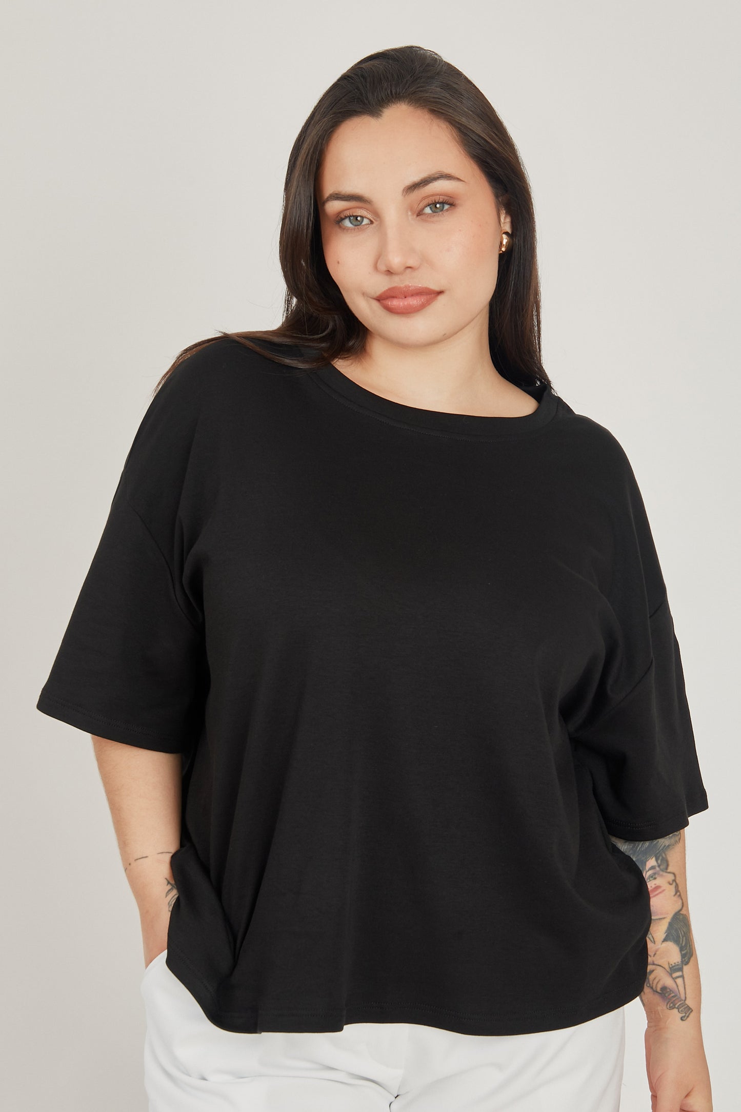 Camiseta boxy - Negro