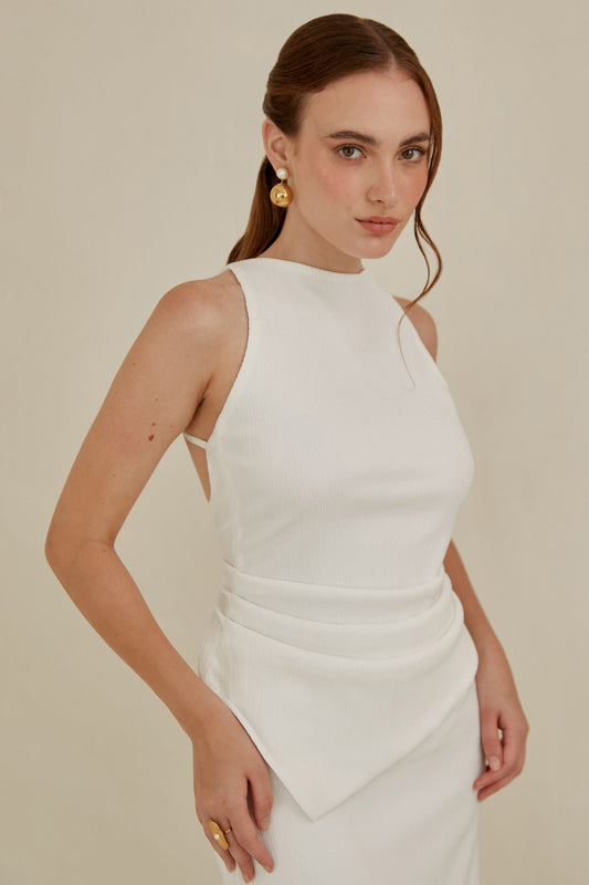 Blusa cuello ojal asimétrico - Perla
