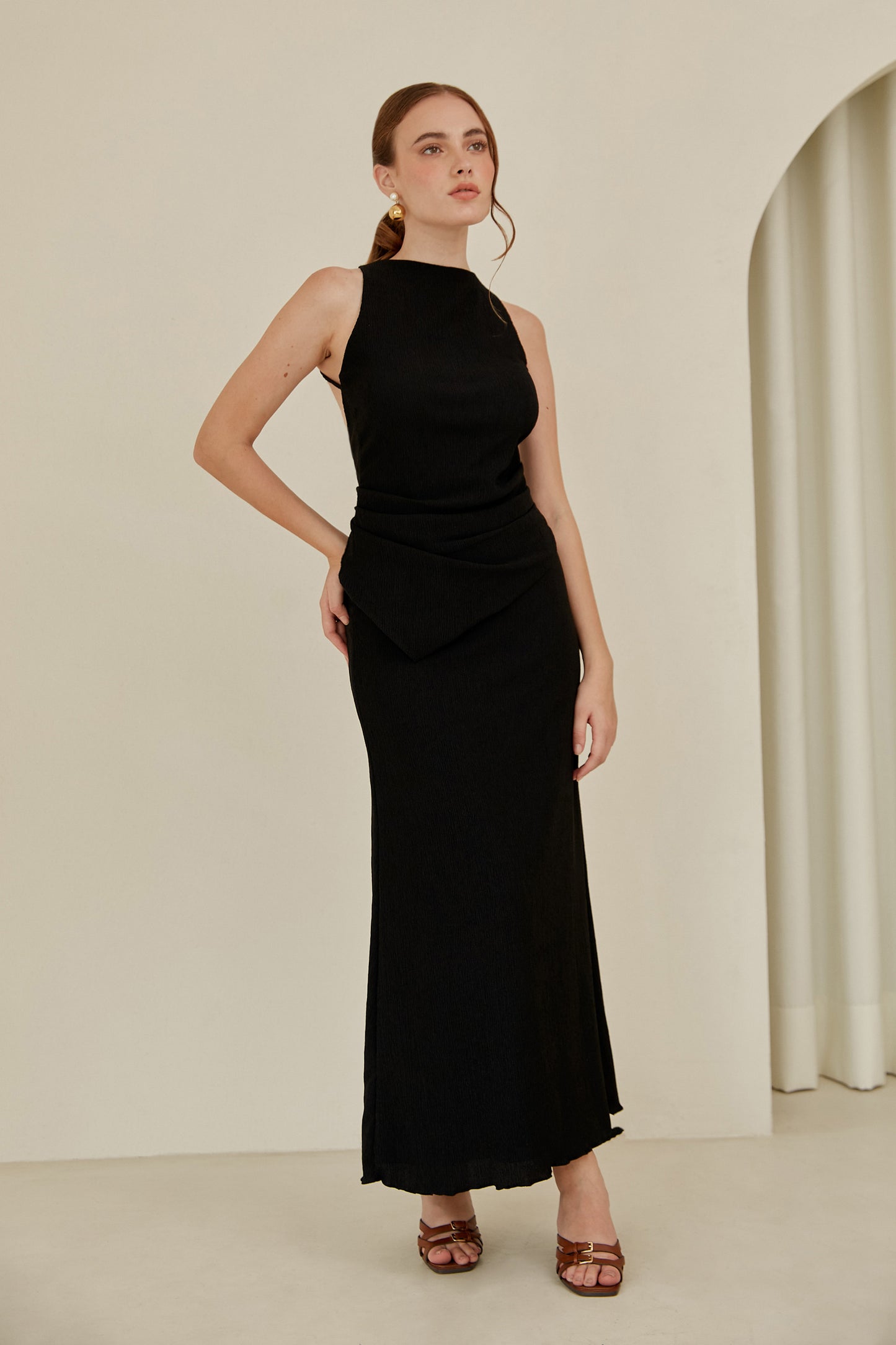 Falda midi sirena - Negro