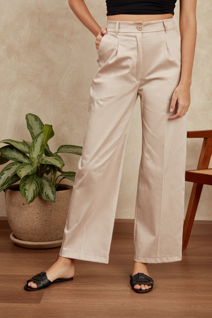 Pantalón drill wide leg - Beige