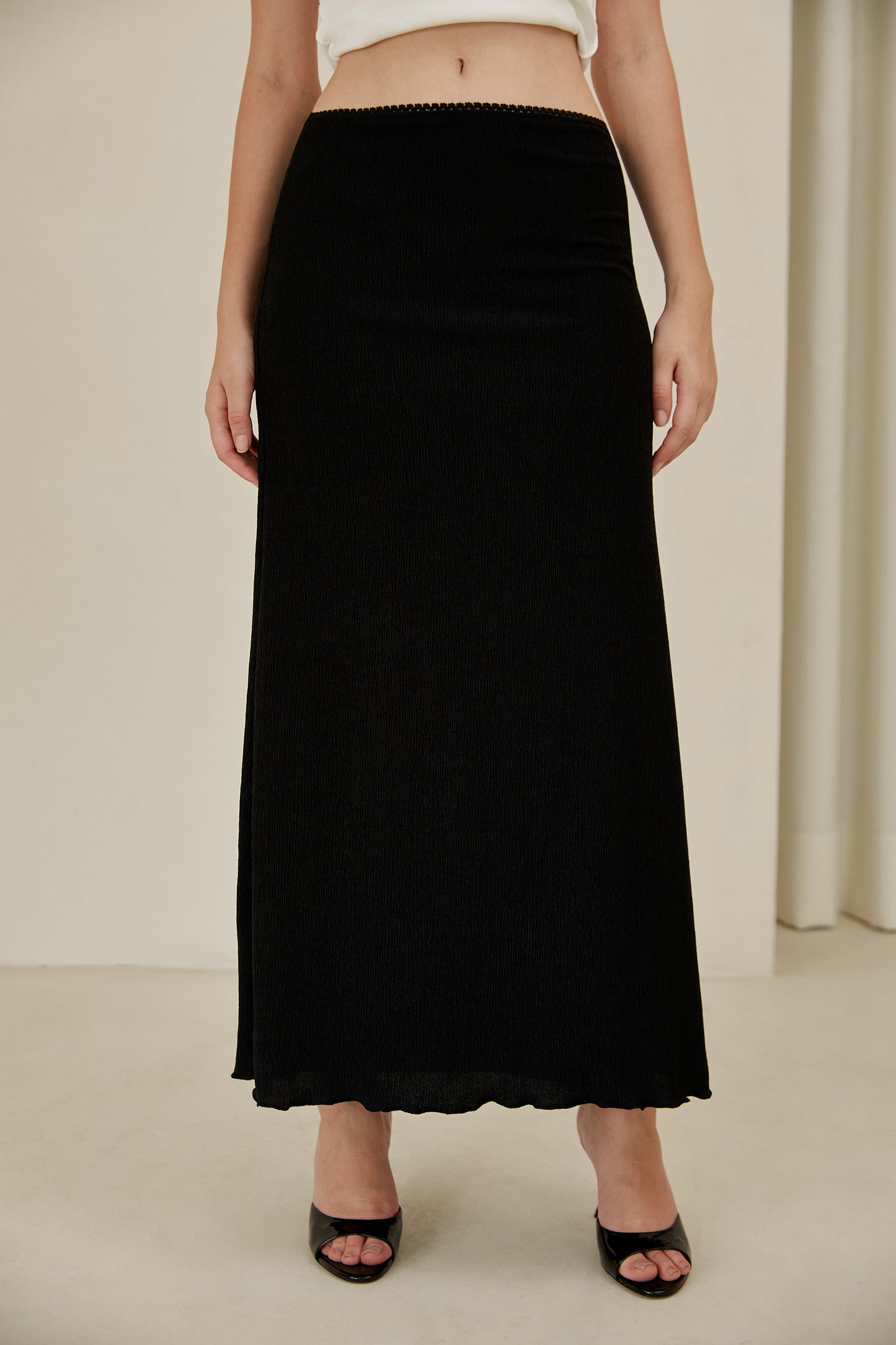 Falda midi sirena - Negro