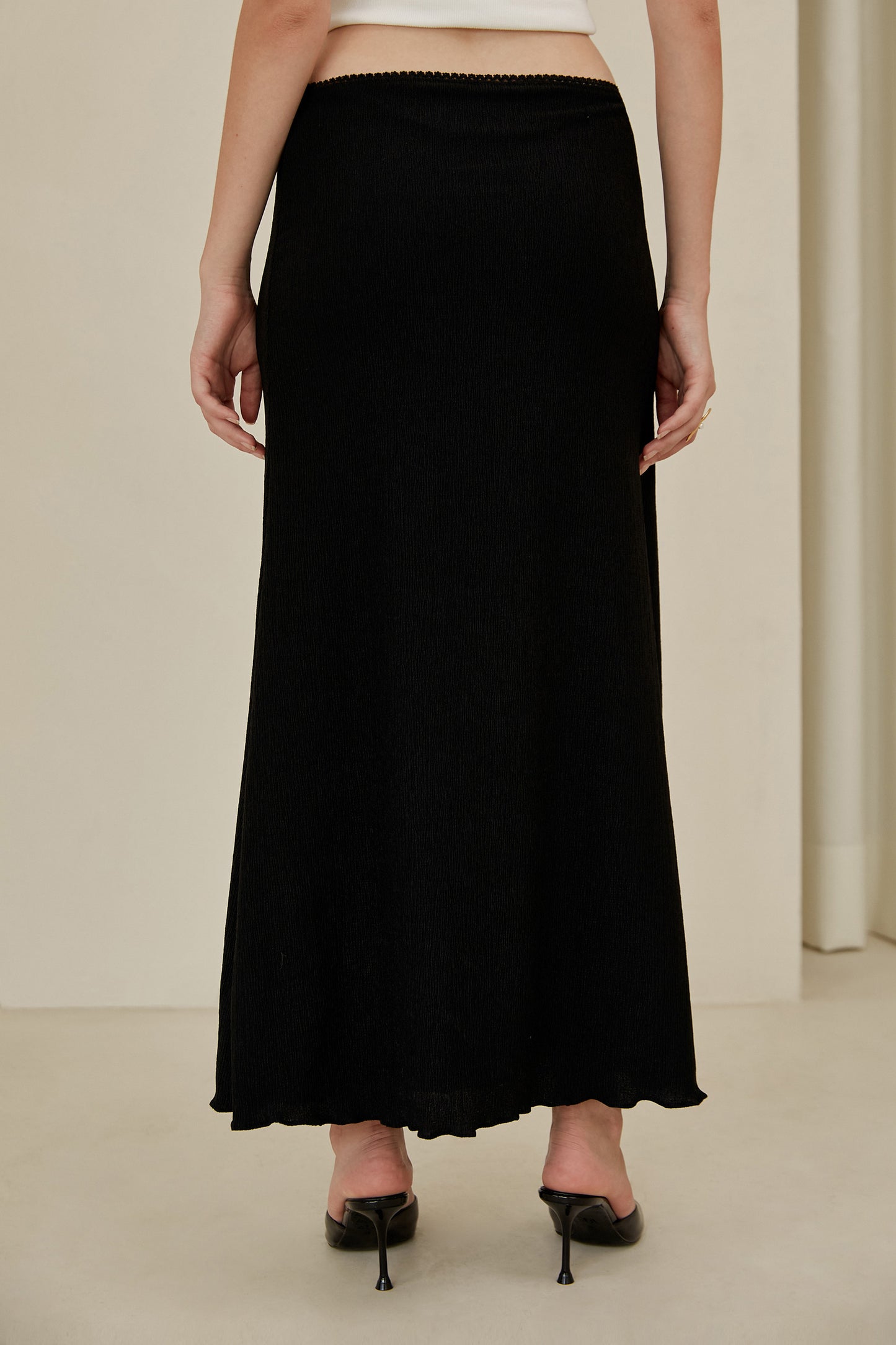 Falda midi sirena - Negro