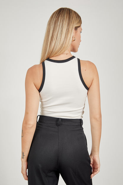 Top rib contraste - Perla