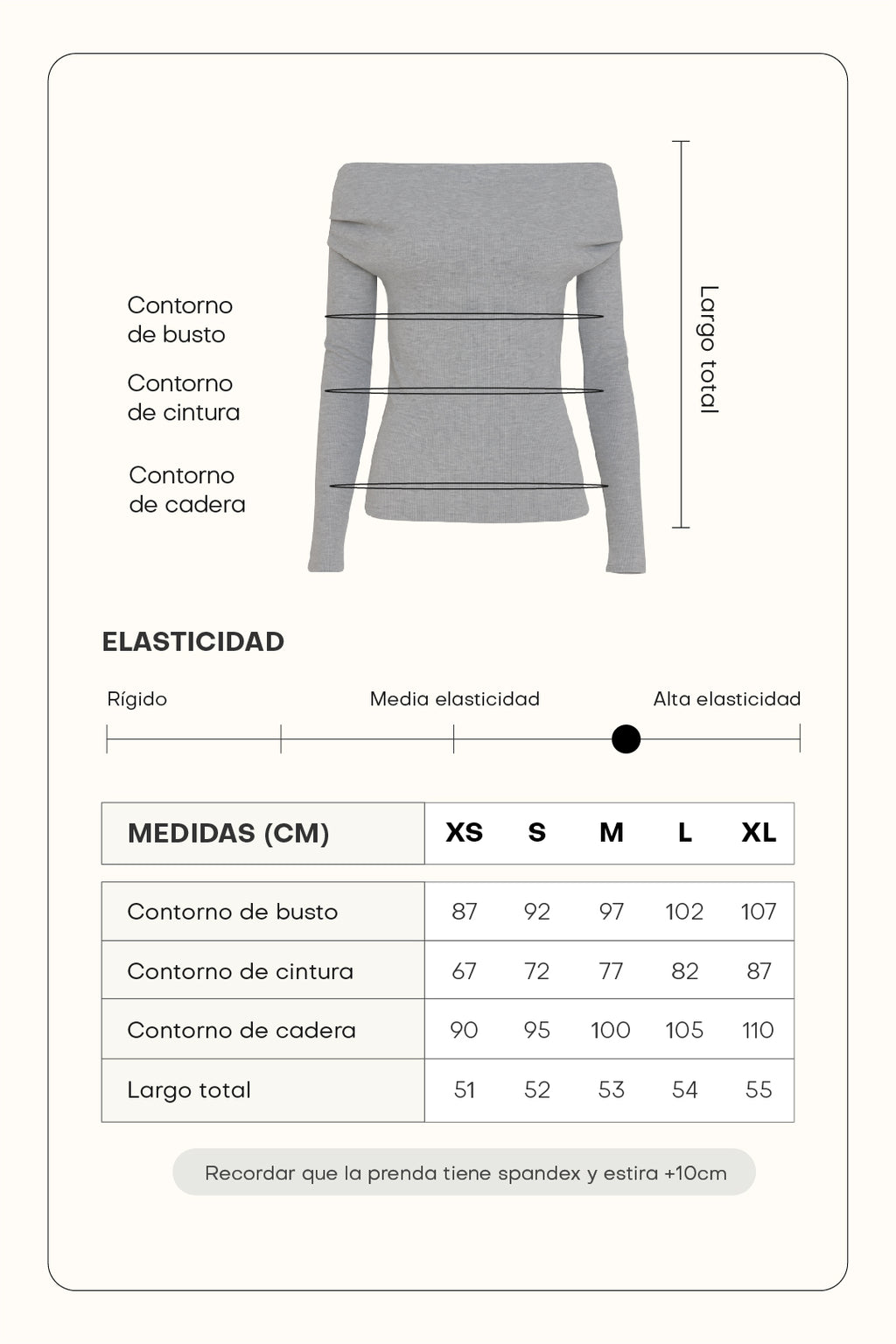 Top manga larga rib fruncidos - Gris